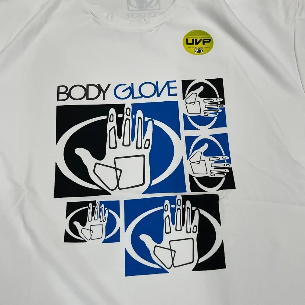 NEW Body Glove Mens White Rash Guard Short Sleeve Shirt UV Protection‎ Small